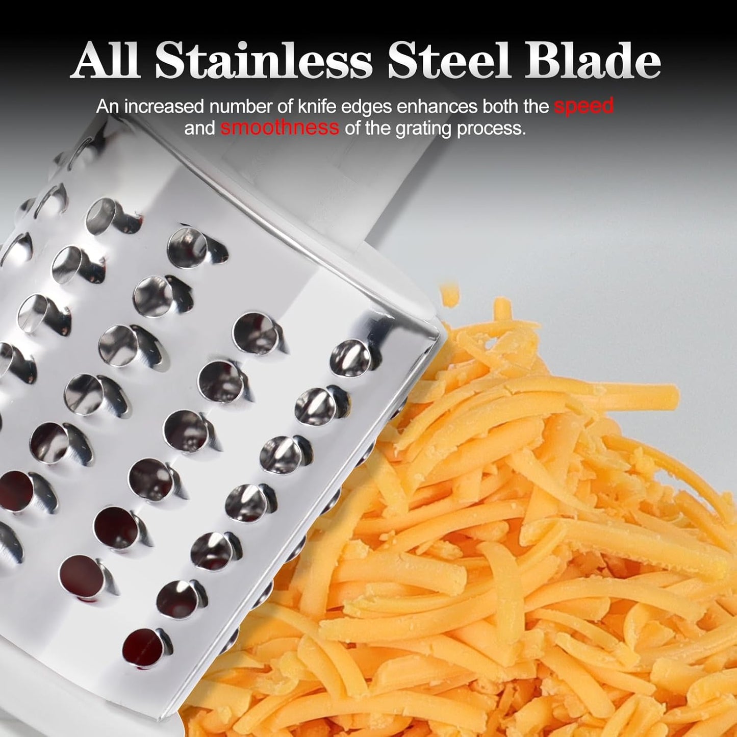 Manual Cheese Rotary Grater - round Mandoline Slicer Shredder with 3 Inner Adjustable Blades (Green)